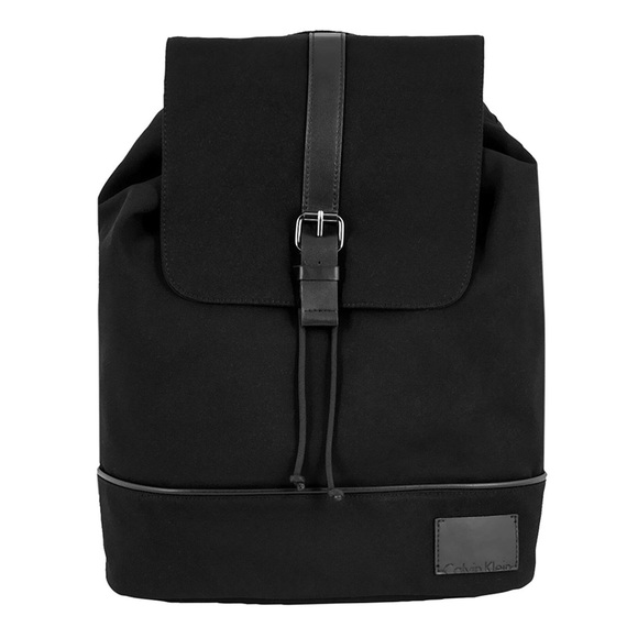 NWT Calvin Klein black canvas backpack leather main image 5